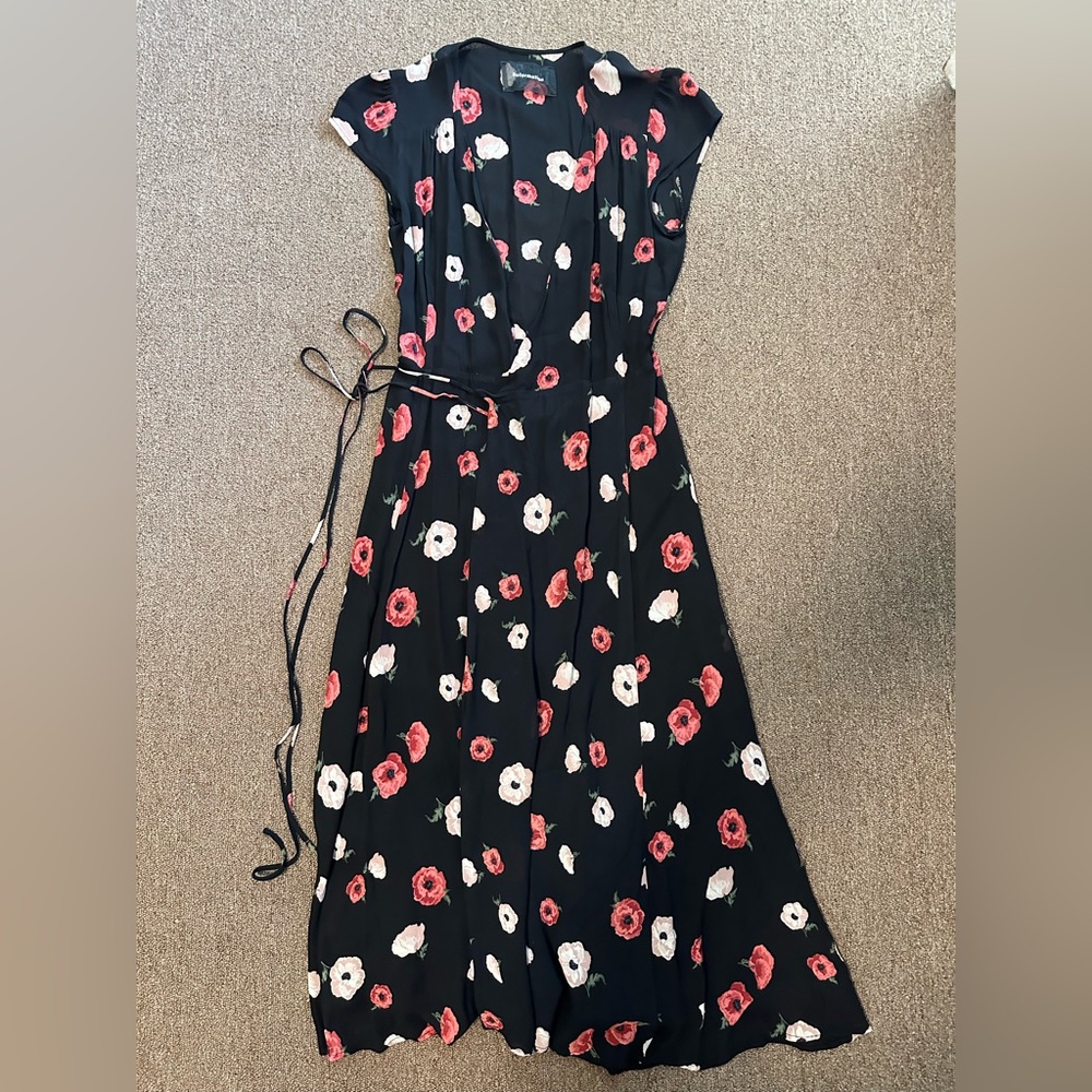 Reformation Carina Wrap Black Dress